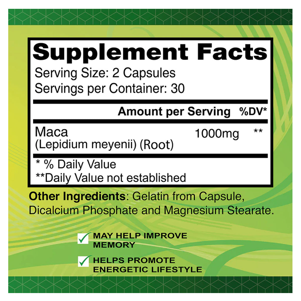 Alfa Vitamins, Maca 1000 mg, 60 Cápsulas