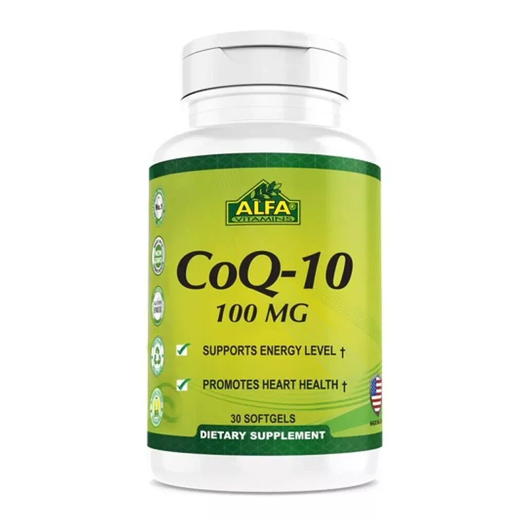 Alfa Vitamins, CoQ-10,  100 mg, 30 Cápsulas