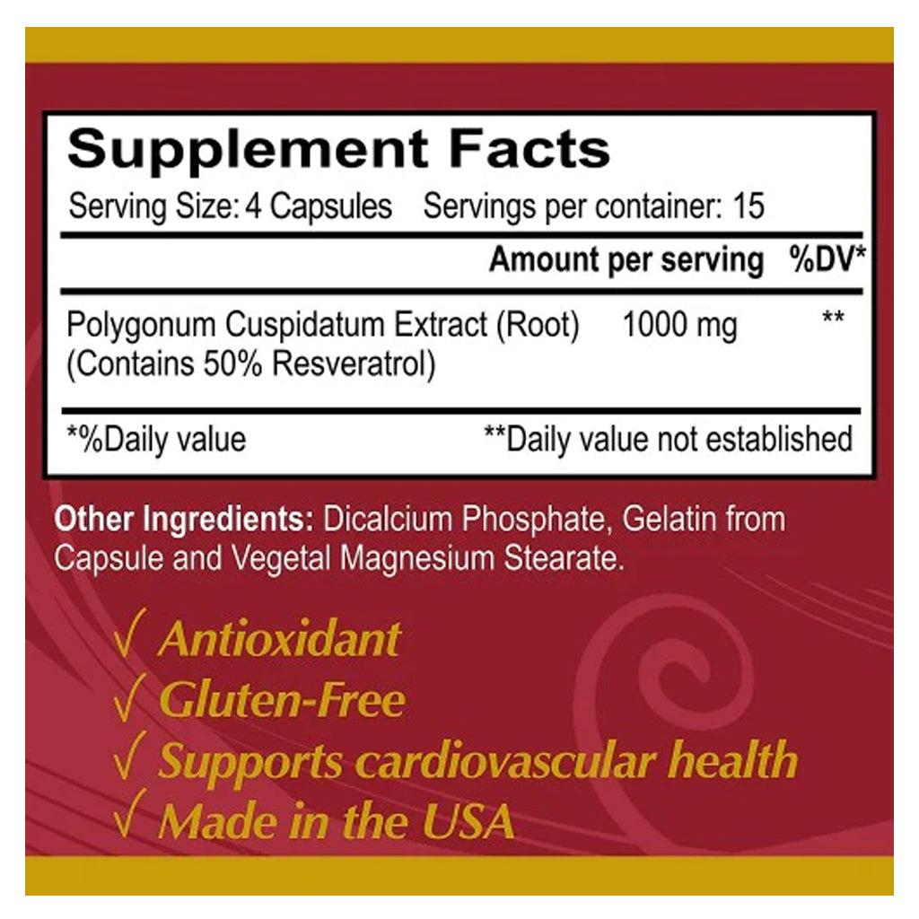 Alfa Vitamains, Resveratrol, 500 mg, 60 cápsulas