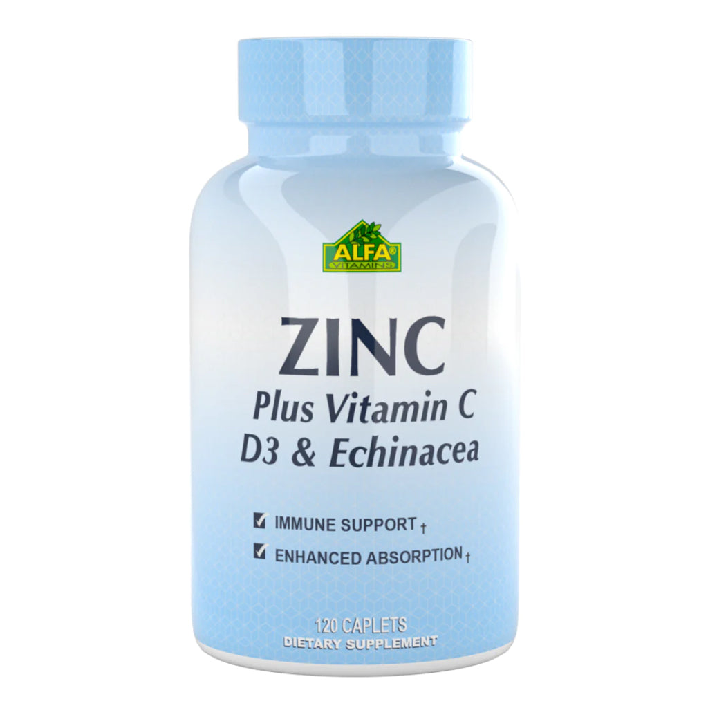 Alfa Vitamins, Zinc + Vitamina C + D3 + Echinacea,  120 tabletas