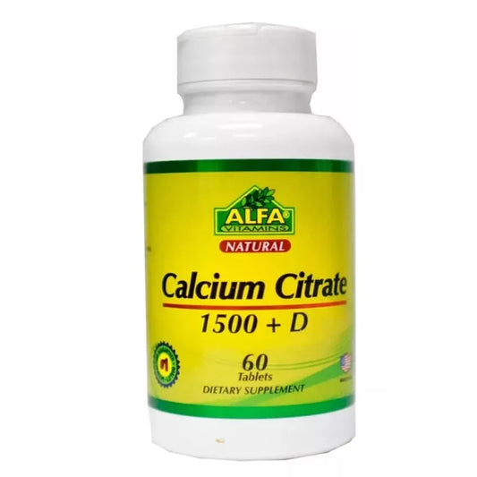 Alfa Vitamins, Citrato de Calcio 1500 + Vitamina D,  60 Tabletas