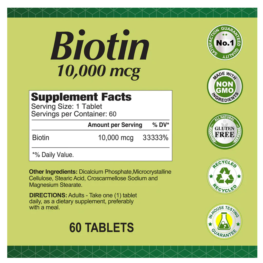 Alfa Vitamins, Biotin 10000 mcg,  60 tabletas