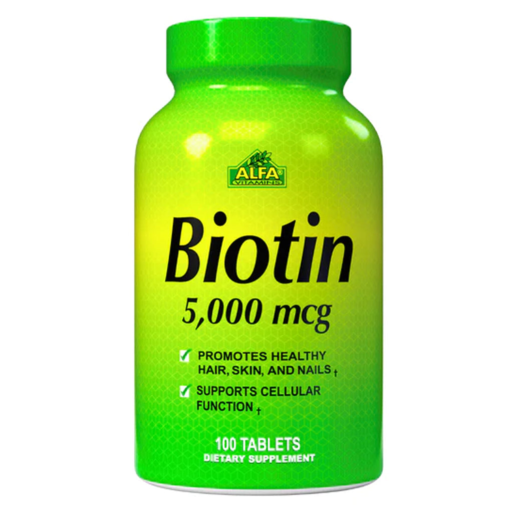 Alfa Vitamins, Biotin 5000 mcg, 100 tabletas