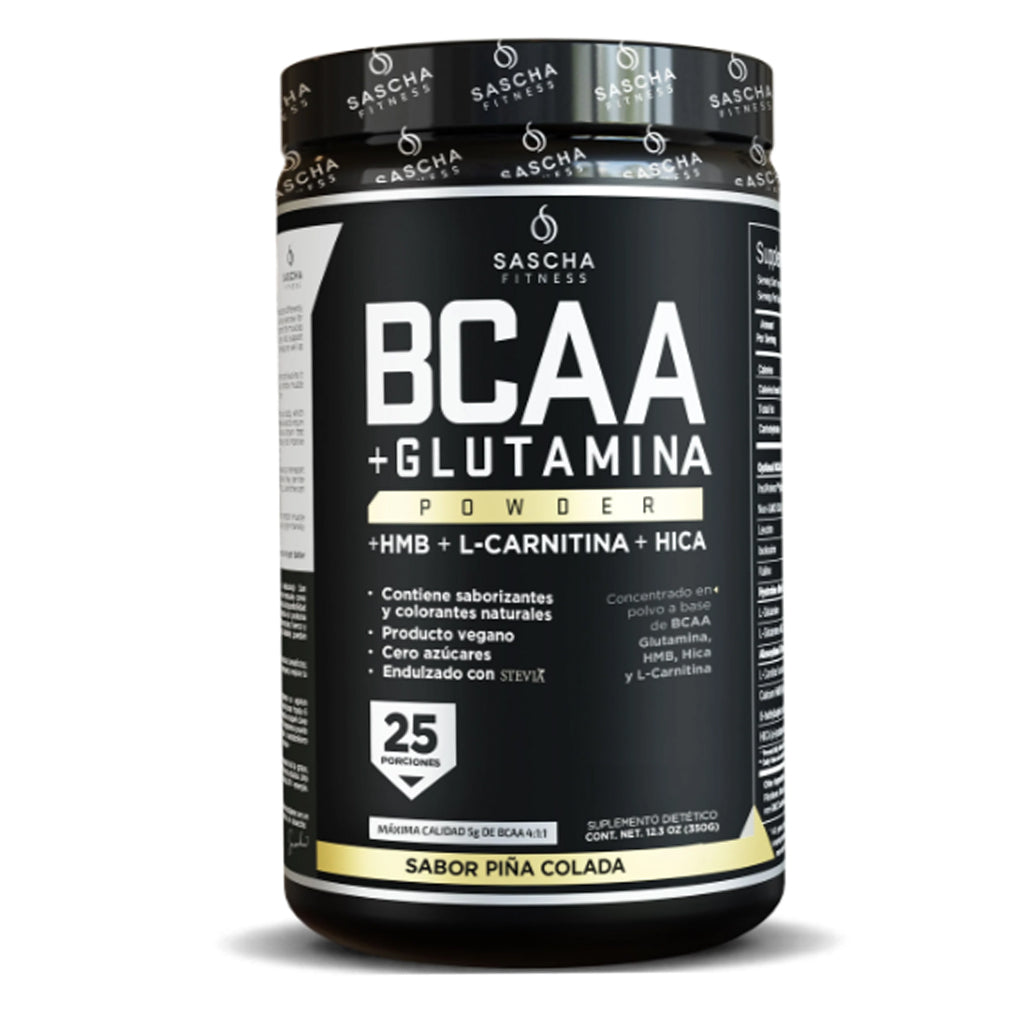 Sascha Fitness, BCAA + Glutamina, Piña colada,  362gr, 25serv