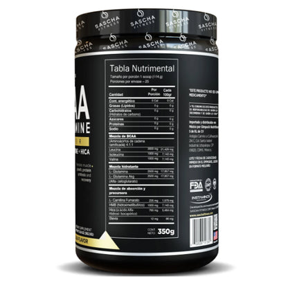 Sascha Fitness, BCAA + Glutamina, Piña colada,  362gr, 25serv