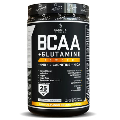 Sascha Fitness, BCAA + Glutamina, Mango Coconut, 363gr, 25serv