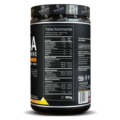 Sascha Fitness, BCAA + Glutamina, Mango Coconut, 363gr, 25serv