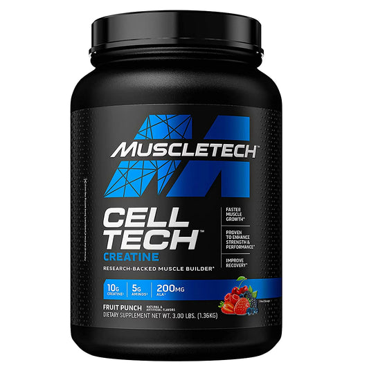 MuscleTech, Cell Tech, Creatina monohidratada + BCAA, Fruit Punch, 3 LB, 28 serv