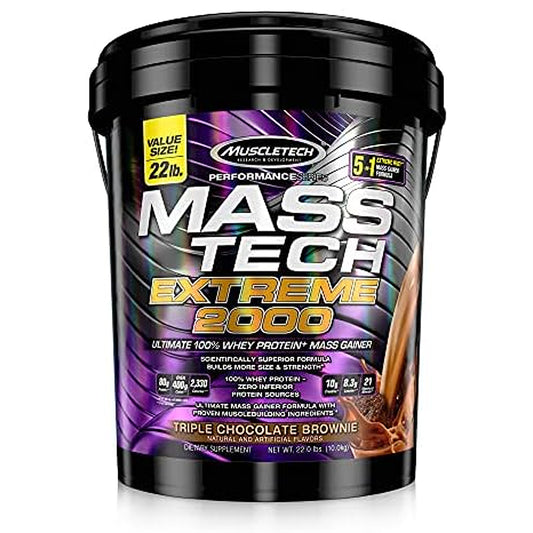 MuscleTech, Mass Tech Extreme 2000,  Triple Chocolate Brownie, 22 libras, 18serv