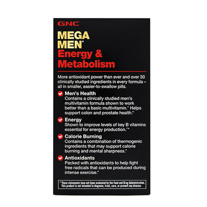 GNC, Mega Men  Energy & Metabolism , 90 Tabletas, 45 Servicios