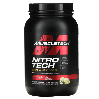 Muscletech, NitroTech 100% Whey Gold, vainilla, 2lb, 28serv