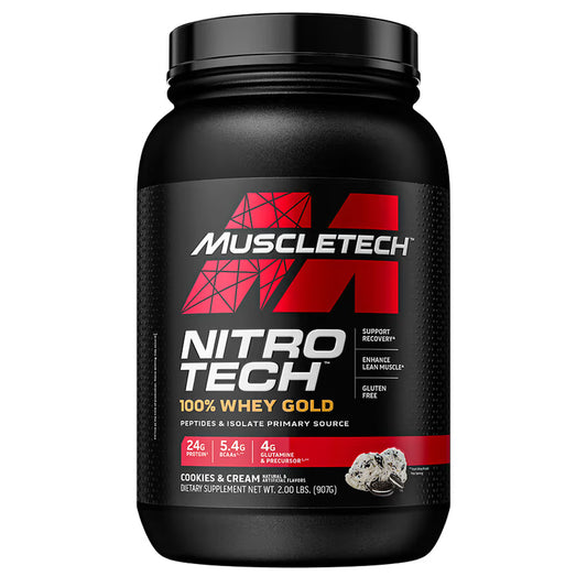 Muscletech, NitroTech 100% Whey Gold, cookies and cream, 2lb, 28serv