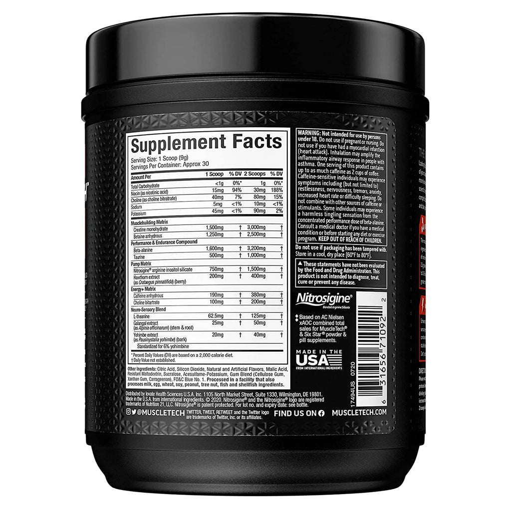 Muscletech, VaporX5, Pre workout Vapor, 272g